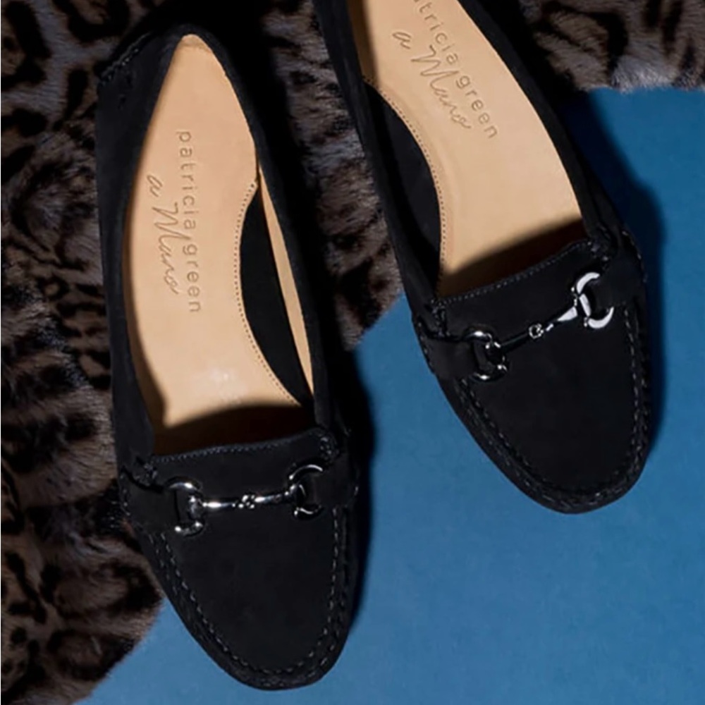 New Patricia Green Caroline Navy Driving Loafers with Silver Hardware,  38